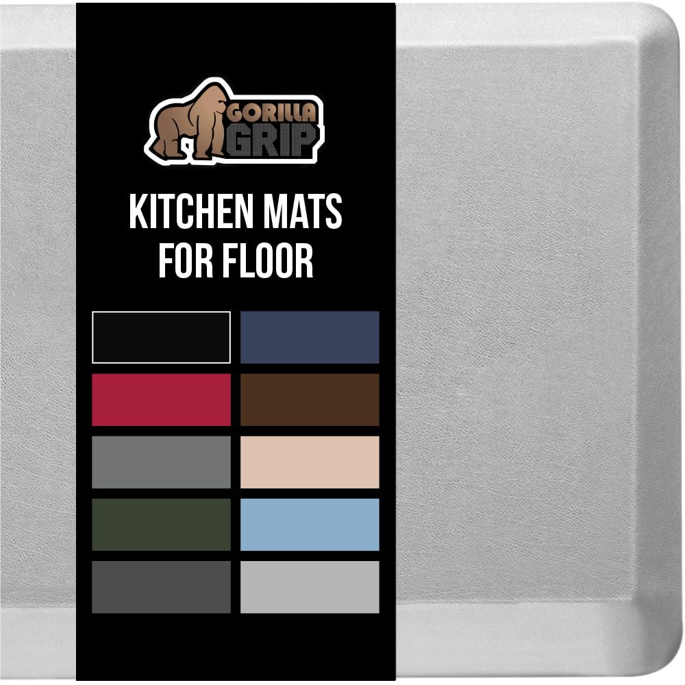 GORILLA GRIP Comfortable Cushioned Kitchen Mats for Floor, Waterproof and Stain Resistant Soft Top, 3/4 Inch Thick Ergonomic Standing Desk Anti Fatigue Mat, Foam Supports Ankles and Feet