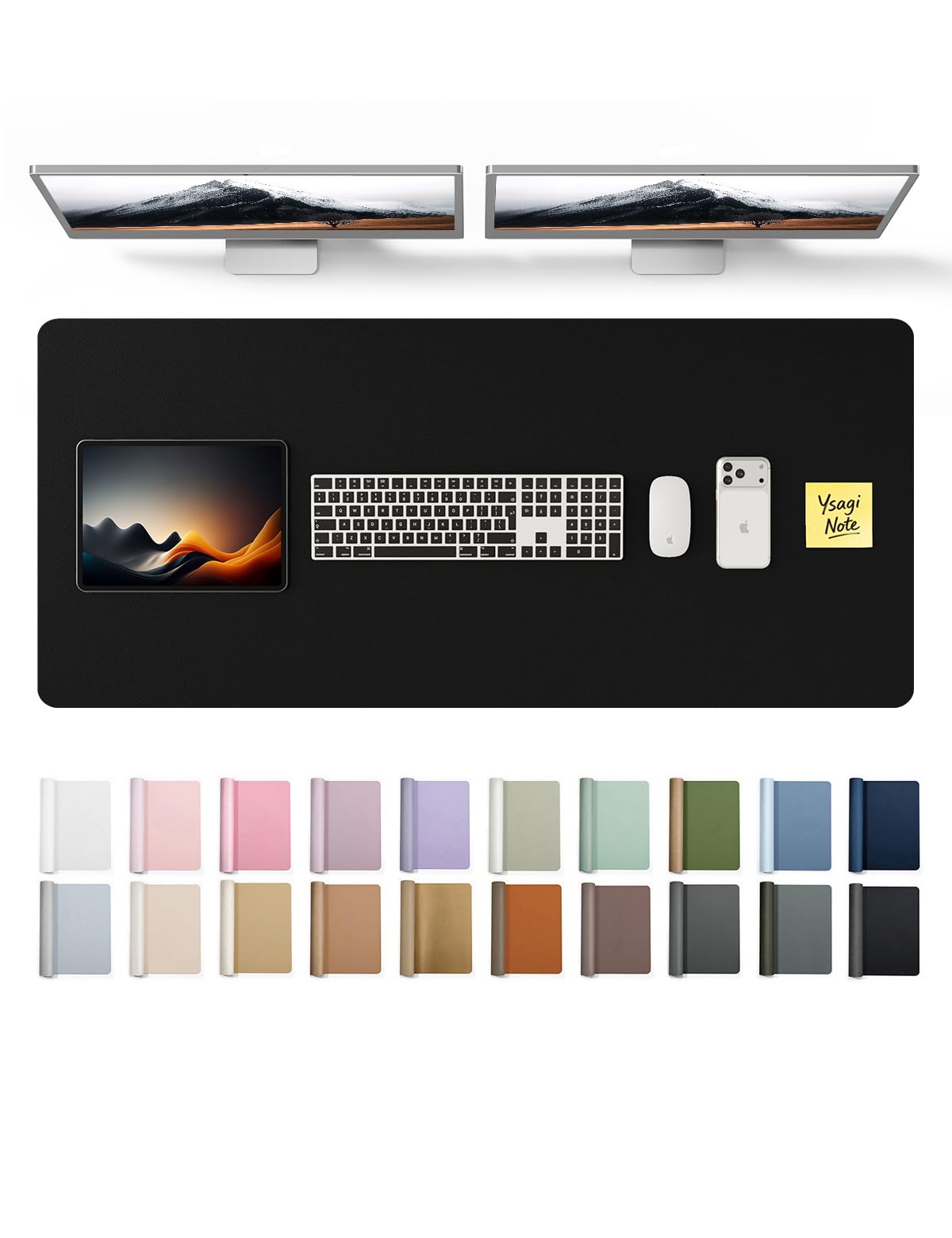 YSAGi Leather Desk Mat, Large Mouse Mat, Non-Slip Desk Pad Desk Protector Mat, Waterproof PU Leather Laptop Mat Table Mat Desk Writing Pad for Office and Home