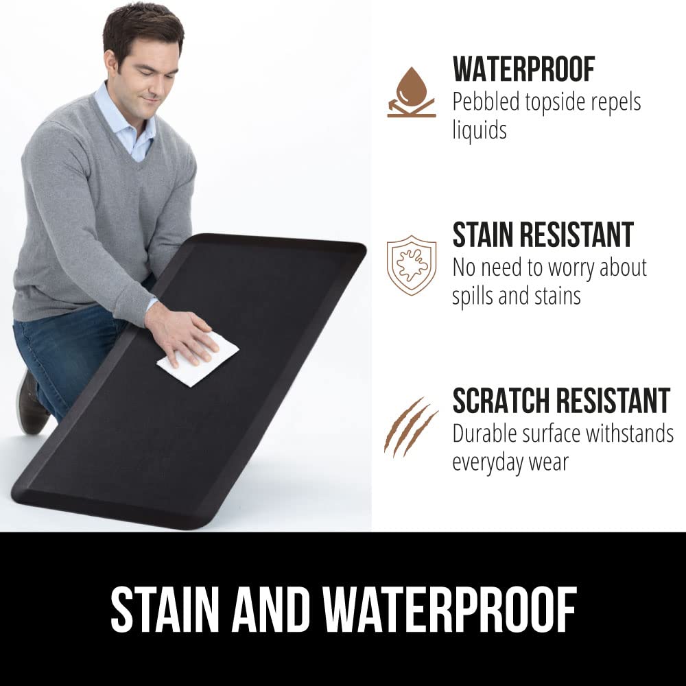 GORILLA GRIP Comfortable Cushioned Kitchen Mats for Floor, Waterproof and Stain Resistant Soft Top, 3/4 Inch Thick Ergonomic Standing Desk Anti Fatigue Mat, Foam Supports Ankles and Feet