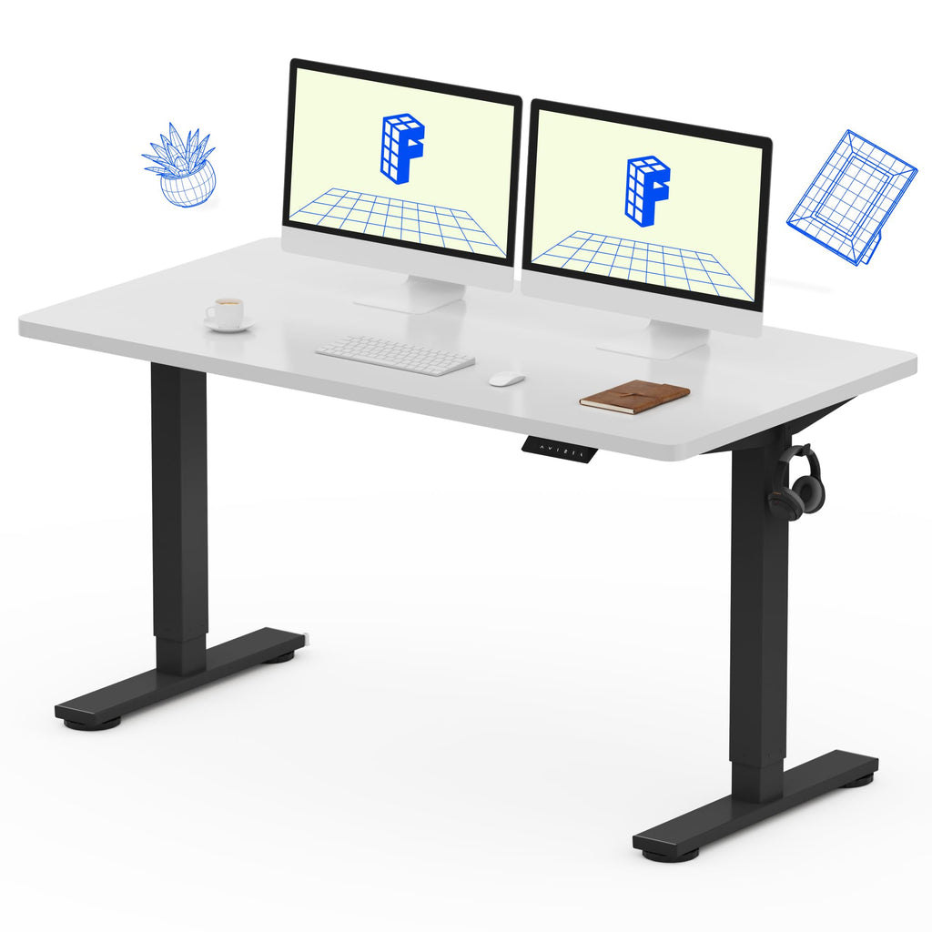 FLEXISPOT EN1 One-Piece Standing Desk, Electric Adjustable with 4 Memory Presets, 176 LBS Capacity, Stable & Quiet, Seamless Desktop for Home Office & Dual Monitors