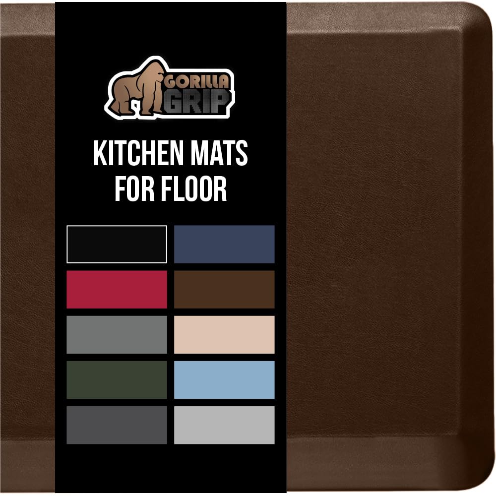 GORILLA GRIP Comfortable Cushioned Kitchen Mats for Floor, Waterproof and Stain Resistant Soft Top, 3/4 Inch Thick Ergonomic Standing Desk Anti Fatigue Mat, Foam Supports Ankles and Feet