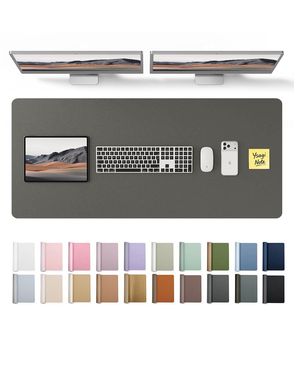 YSAGi Leather Desk Mat, Large Mouse Mat, Non-Slip Desk Pad Desk Protector Mat, Waterproof PU Leather Laptop Mat Table Mat Desk Writing Pad for Office and Home