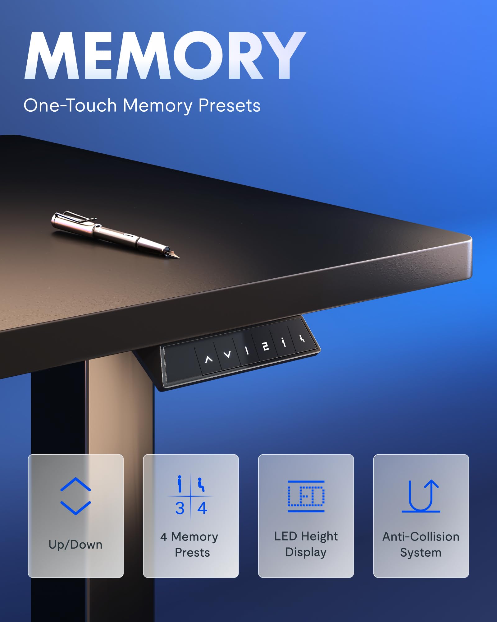 FLEXISPOT EN1 One-Piece Standing Desk, Electric Adjustable with 4 Memory Presets, 176 LBS Capacity, Stable & Quiet, Seamless Desktop for Home Office & Dual Monitors