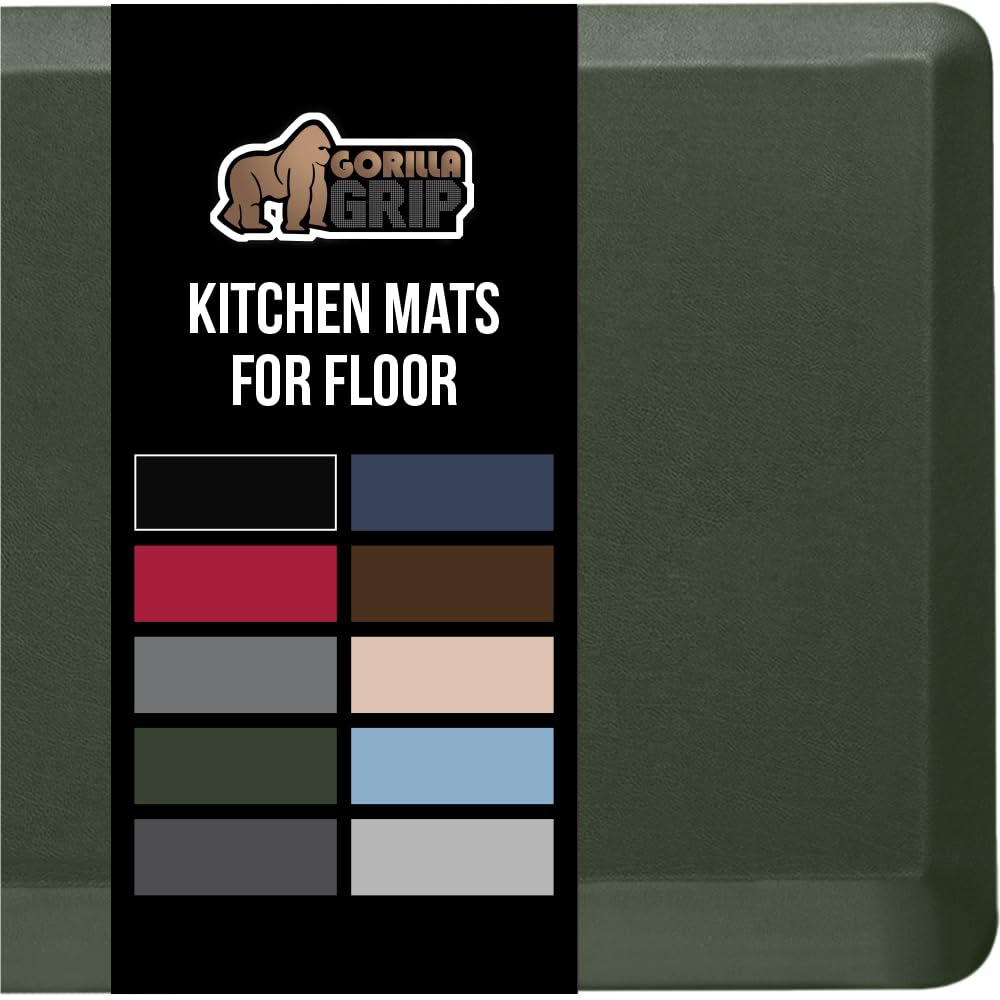 GORILLA GRIP Comfortable Cushioned Kitchen Mats for Floor, Waterproof and Stain Resistant Soft Top, 3/4 Inch Thick Ergonomic Standing Desk Anti Fatigue Mat, Foam Supports Ankles and Feet