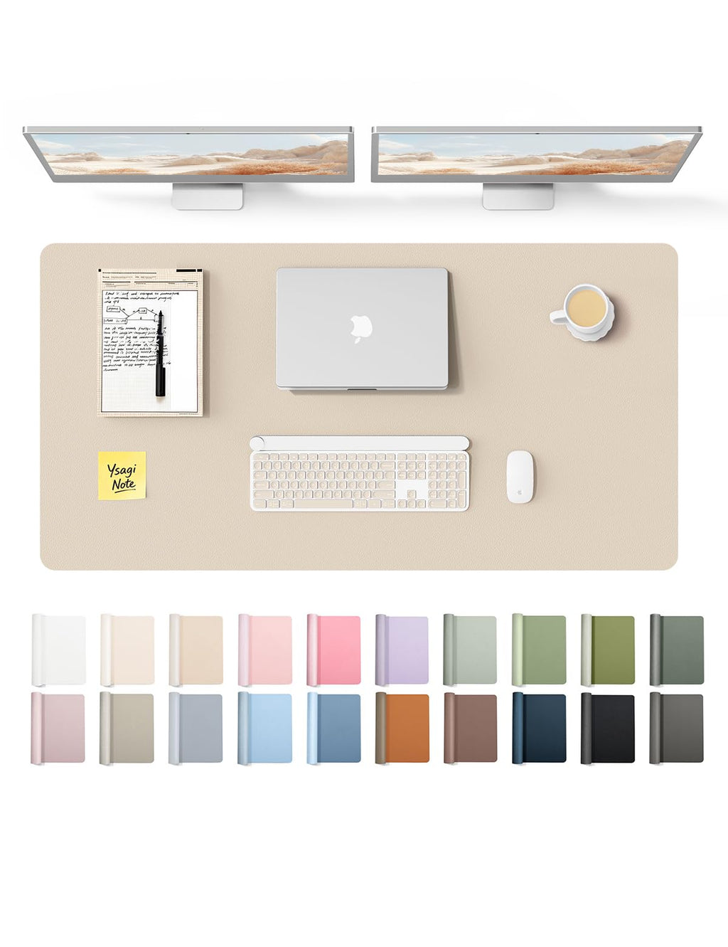 YSAGi Leather Desk Mat, Large Mouse Mat, Non-Slip Desk Pad Desk Protector Mat, Waterproof PU Leather Laptop Mat Table Mat Desk Writing Pad for Office and Home