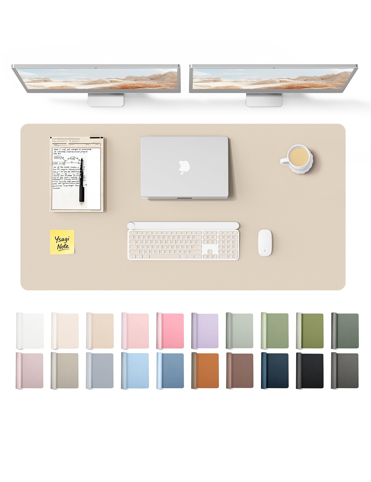 YSAGi Leather Desk Mat, Large Mouse Mat, Non-Slip Desk Pad Desk Protector Mat, Waterproof PU Leather Laptop Mat Table Mat Desk Writing Pad for Office and Home