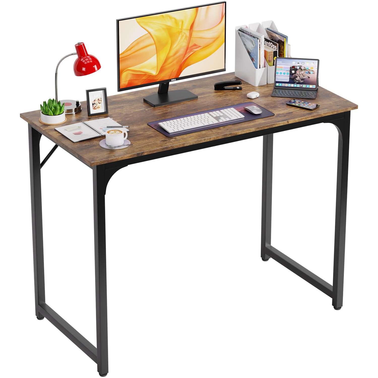 PayLessHere | Computer Desk | Office Desk with Metal Frame, Adjustable Feet | Water-Resistant, Scratchproof Surface | Sturdy Writing Table for Home Office or Study
