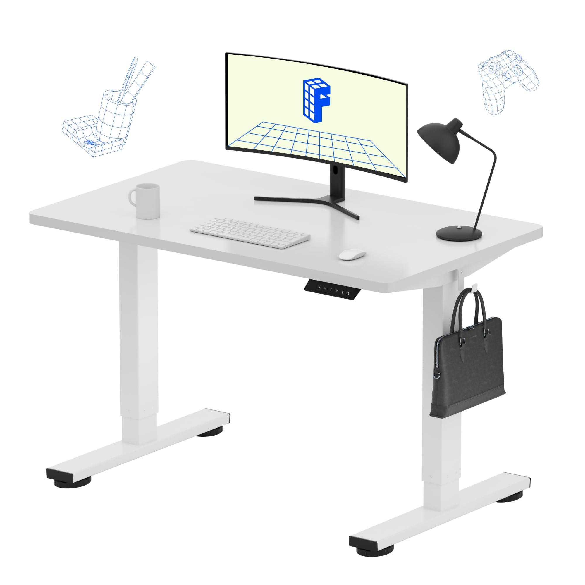 FLEXISPOT EN1 One-Piece Standing Desk, Electric Adjustable with 4 Memory Presets, 176 LBS Capacity, Stable & Quiet, Seamless Desktop for Home Office & Dual Monitors