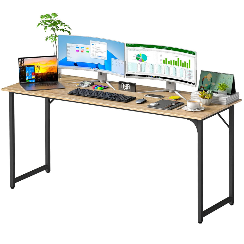 PayLessHere | Computer Desk | Office Desk with Metal Frame, Adjustable Feet | Water-Resistant, Scratchproof Surface | Sturdy Writing Table for Home Office or Study