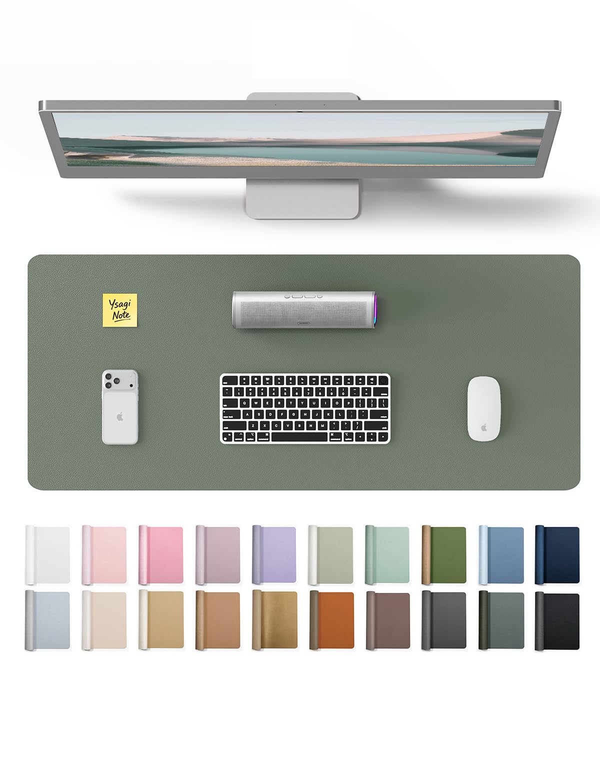 YSAGi Leather Desk Mat, Large Mouse Mat, Non-Slip Desk Pad Desk Protector Mat, Waterproof PU Leather Laptop Mat Table Mat Desk Writing Pad for Office and Home