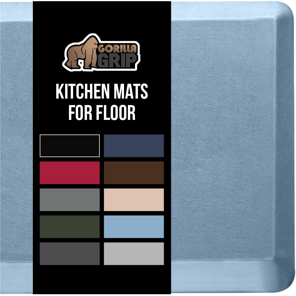 GORILLA GRIP Comfortable Cushioned Kitchen Mats for Floor, Waterproof and Stain Resistant Soft Top, 3/4 Inch Thick Ergonomic Standing Desk Anti Fatigue Mat, Foam Supports Ankles and Feet