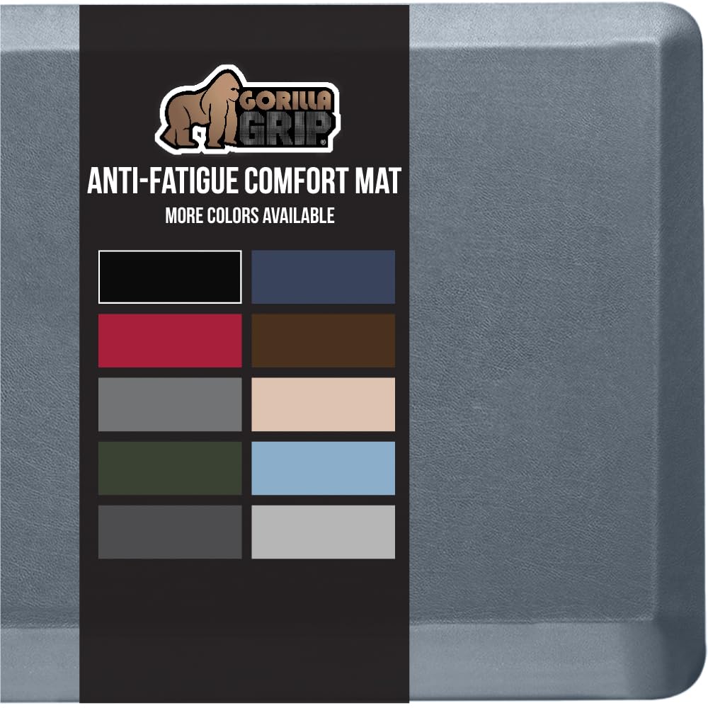GORILLA GRIP Comfortable Cushioned Kitchen Mats for Floor, Waterproof and Stain Resistant Soft Top, 3/4 Inch Thick Ergonomic Standing Desk Anti Fatigue Mat, Foam Supports Ankles and Feet