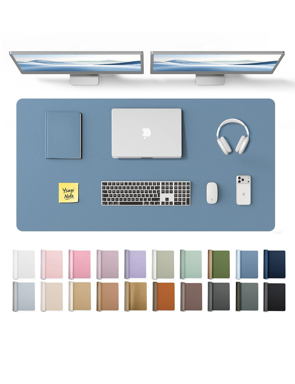 YSAGi Leather Desk Mat, Large Mouse Mat, Non-Slip Desk Pad Desk Protector Mat, Waterproof PU Leather Laptop Mat Table Mat Desk Writing Pad for Office and Home