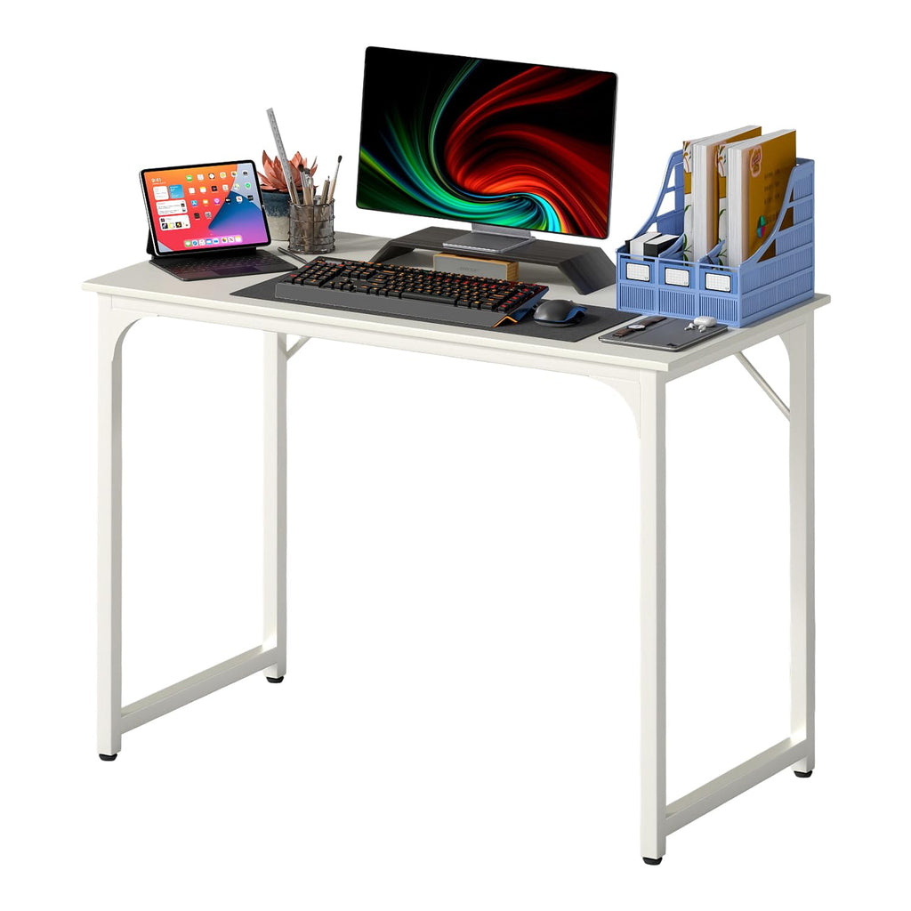 PayLessHere | Computer Desk | Office Desk with Metal Frame, Adjustable Feet | Water-Resistant, Scratchproof Surface | Sturdy Writing Table for Home Office or Study