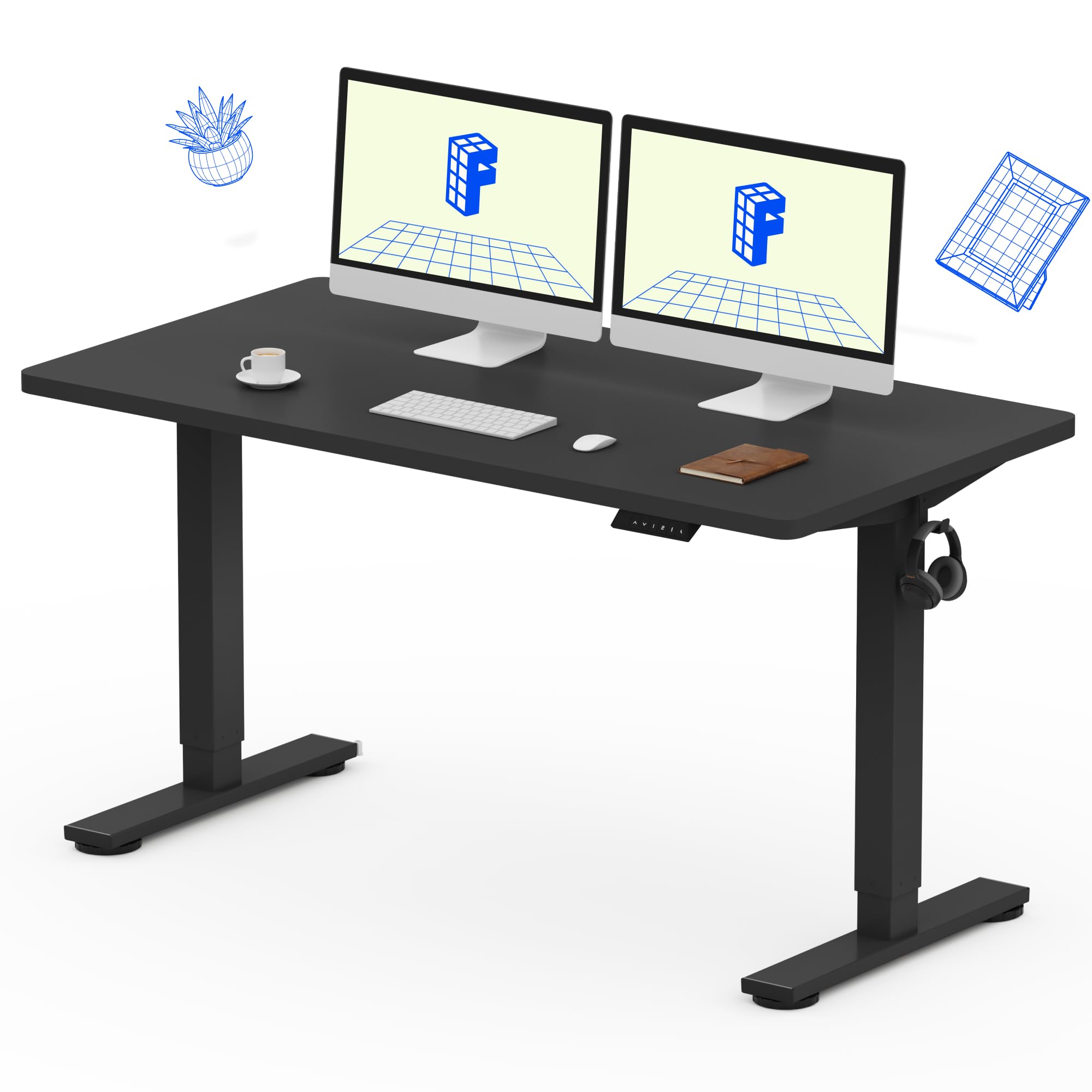 FLEXISPOT EN1 One-Piece Standing Desk, Electric Adjustable with 4 Memory Presets, 176 LBS Capacity, Stable & Quiet, Seamless Desktop for Home Office & Dual Monitors