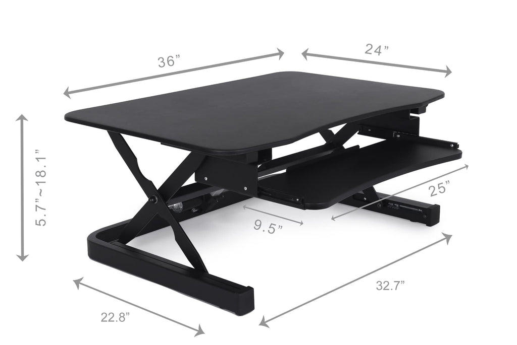 ApexDesk ZT Series Height Adjustable Sit to Stand Electric Desk Converter, 2-Tier Design with Large 36x24 Upper Work Surface and Lower Keyboard Tray Deck