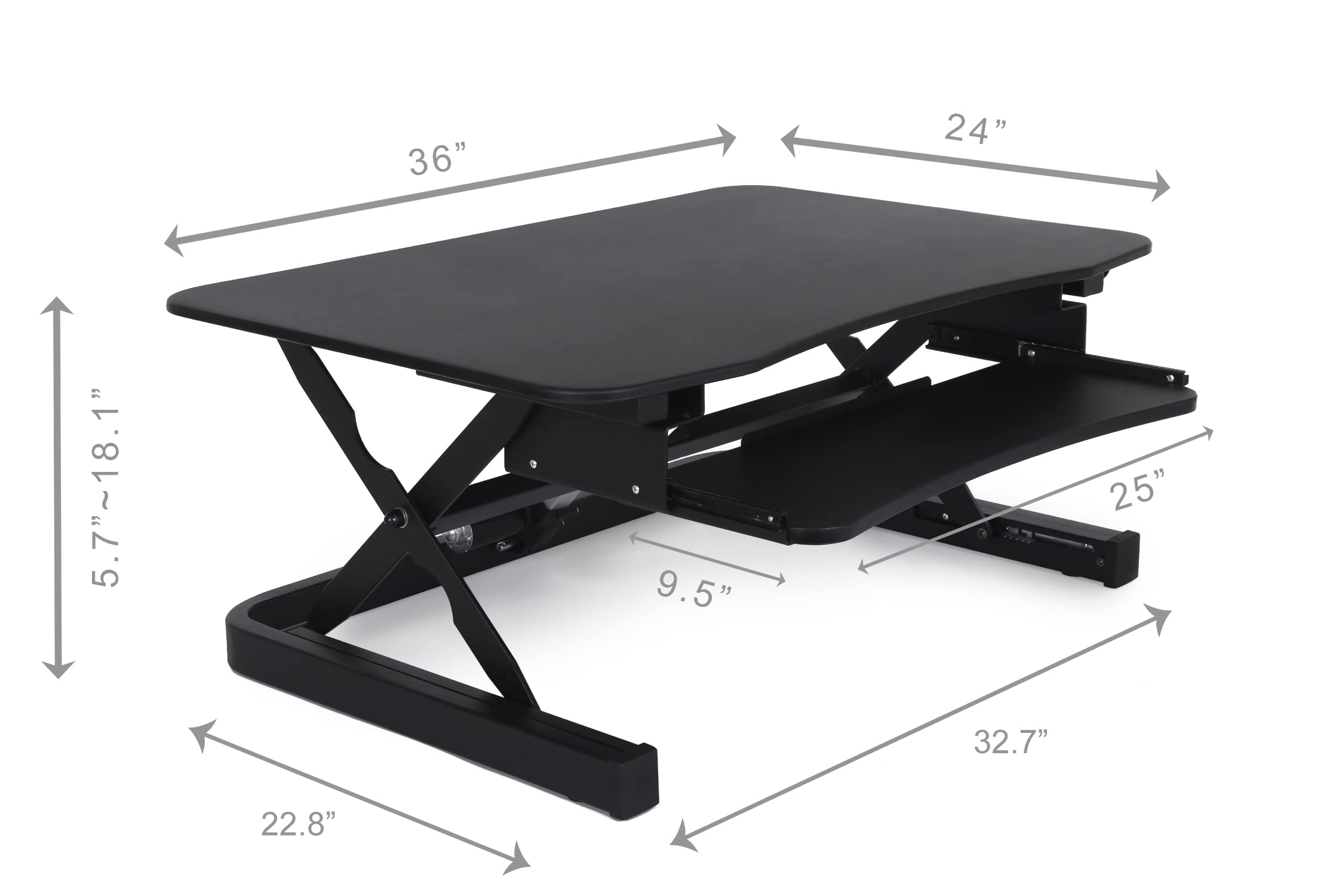 ApexDesk ZT Series Height Adjustable Sit to Stand Electric Desk Converter, 2-Tier Design with Large 36x24 Upper Work Surface and Lower Keyboard Tray Deck