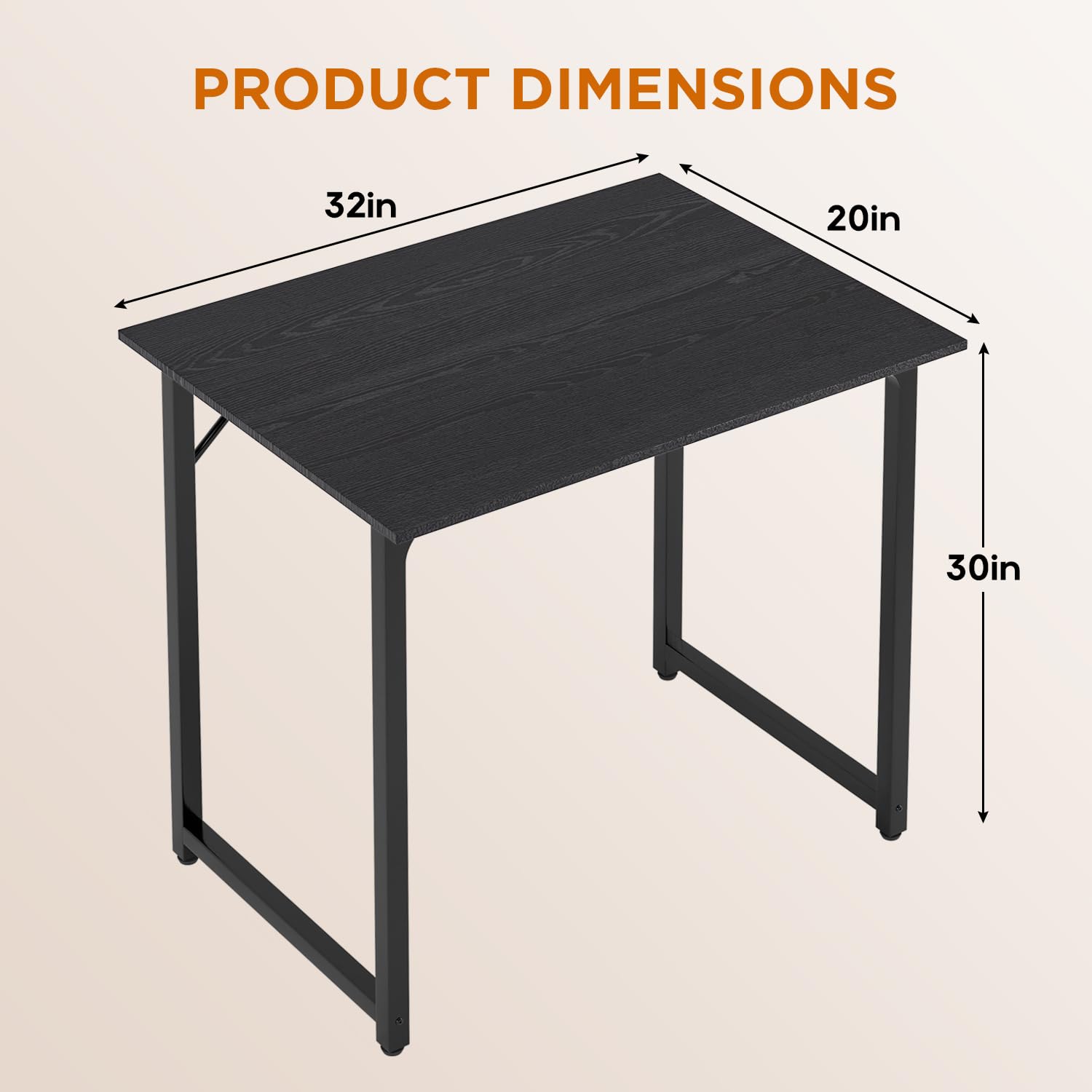 PayLessHere | Computer Desk | Office Desk with Metal Frame, Adjustable Feet | Water-Resistant, Scratchproof Surface | Sturdy Writing Table for Home Office or Study
