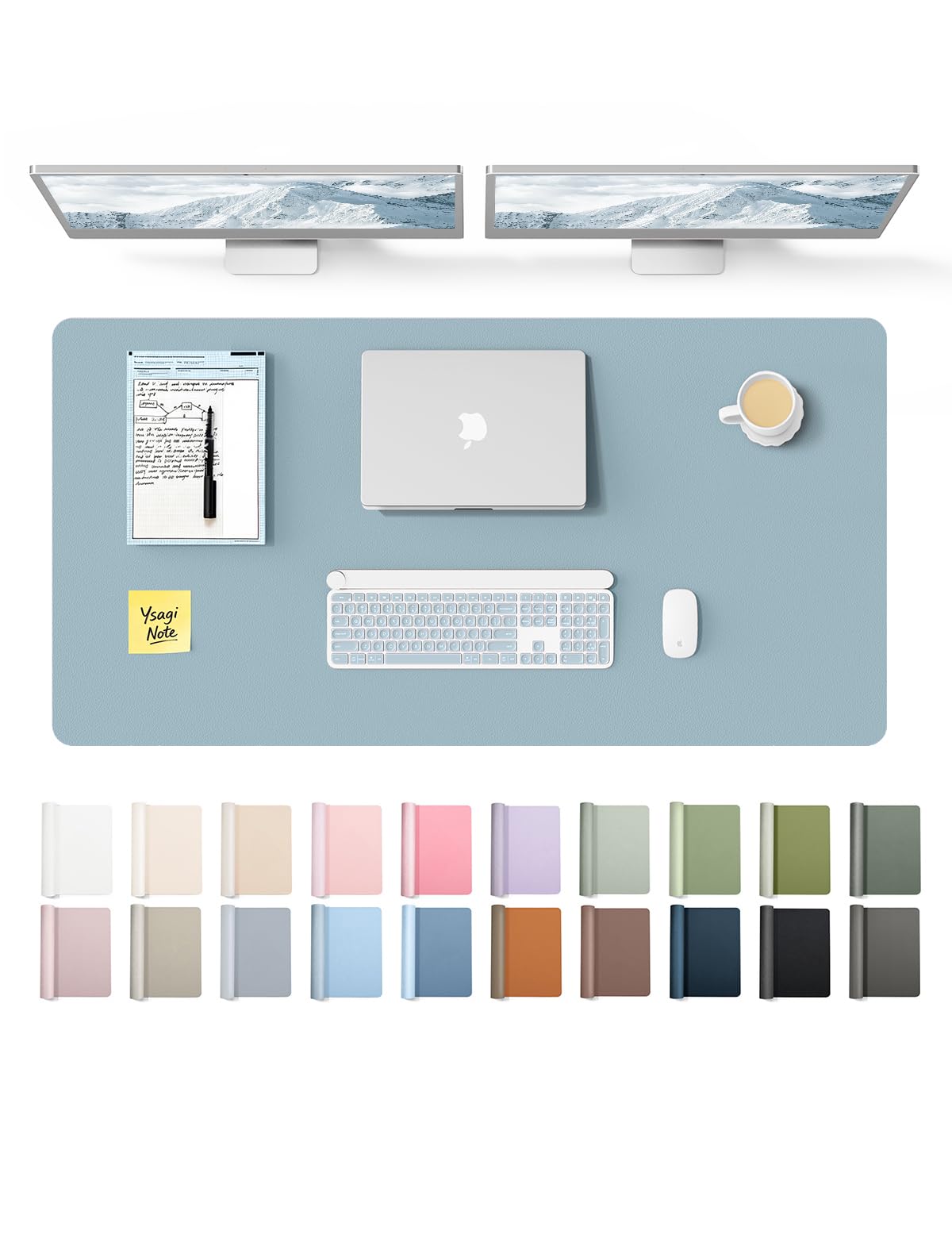 YSAGi Leather Desk Mat, Large Mouse Mat, Non-Slip Desk Pad Desk Protector Mat, Waterproof PU Leather Laptop Mat Table Mat Desk Writing Pad for Office and Home