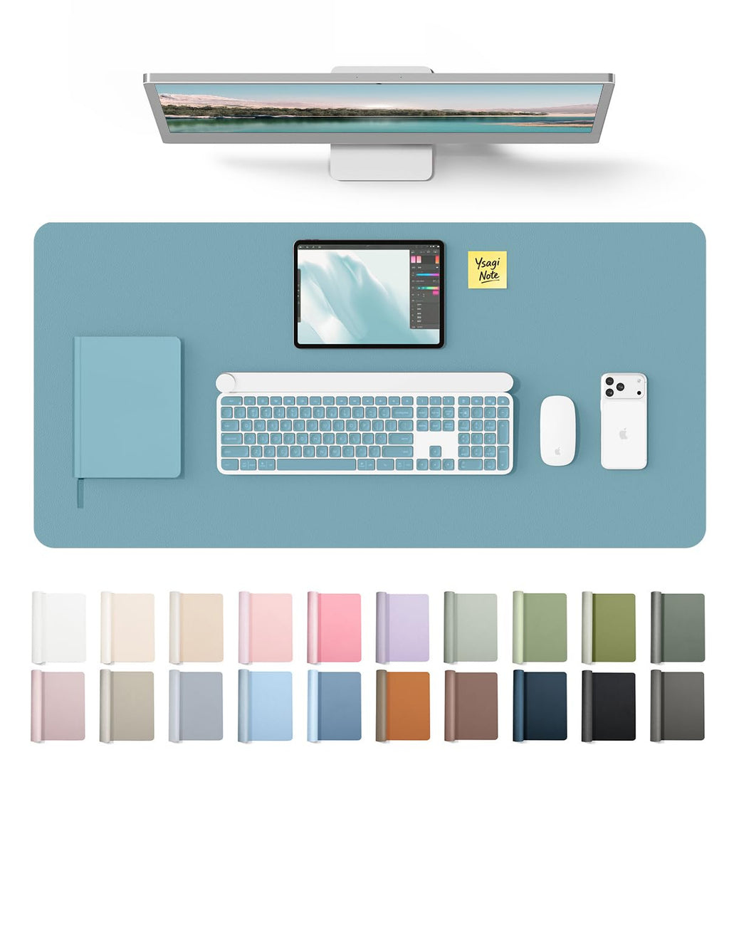 YSAGi Leather Desk Mat, Large Mouse Mat, Non-Slip Desk Pad Desk Protector Mat, Waterproof PU Leather Laptop Mat Table Mat Desk Writing Pad for Office and Home