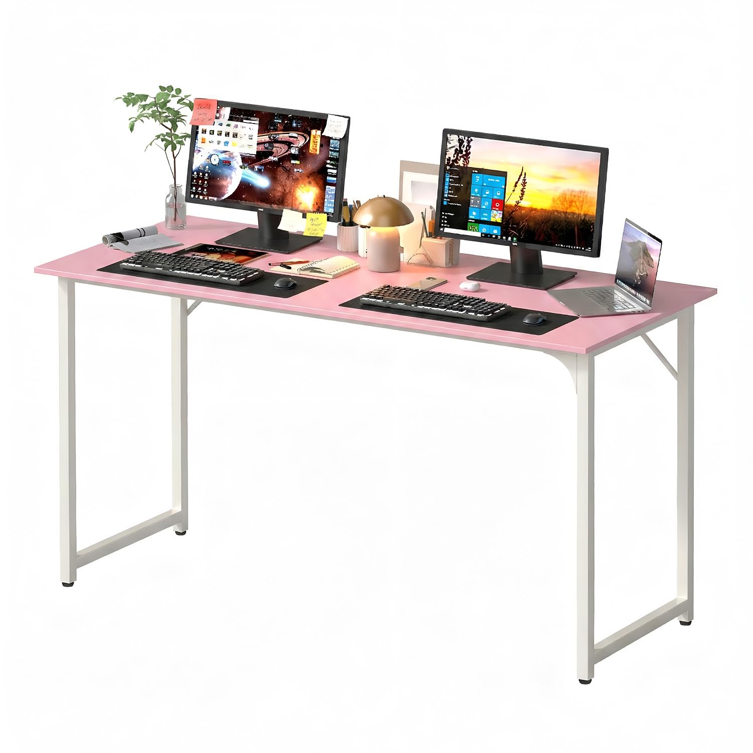 PayLessHere | Computer Desk | Office Desk with Metal Frame, Adjustable Feet | Water-Resistant, Scratchproof Surface | Sturdy Writing Table for Home Office or Study