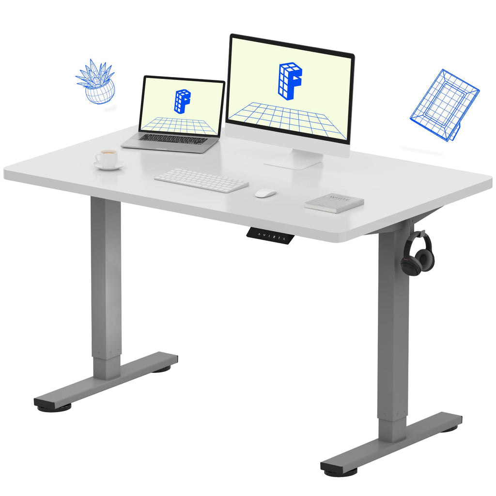 FLEXISPOT EN1 One-Piece Standing Desk, Electric Adjustable with 4 Memory Presets, 176 LBS Capacity, Stable & Quiet, Seamless Desktop for Home Office & Dual Monitors