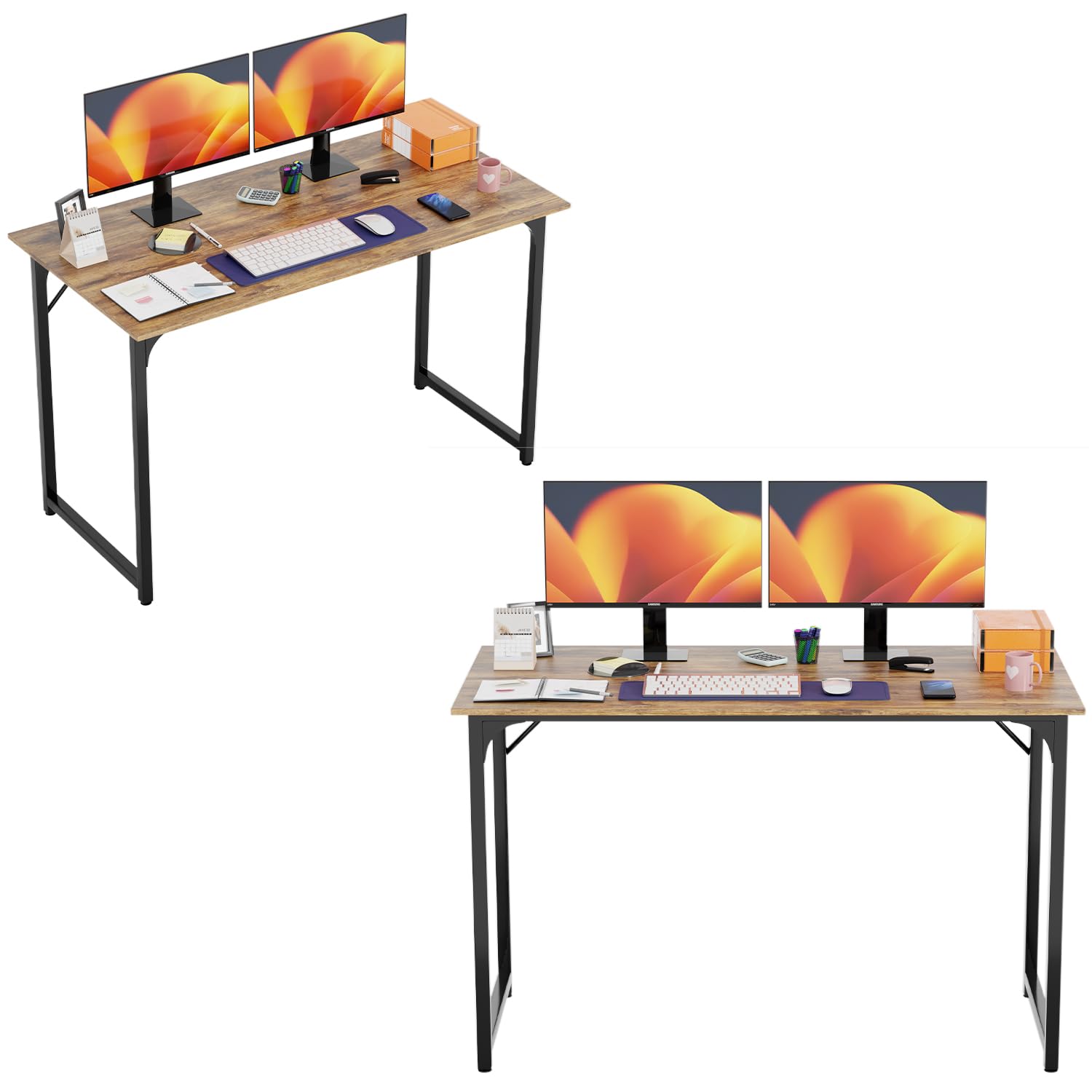 PayLessHere | Computer Desk | Office Desk with Metal Frame, Adjustable Feet | Water-Resistant, Scratchproof Surface | Sturdy Writing Table for Home Office or Study