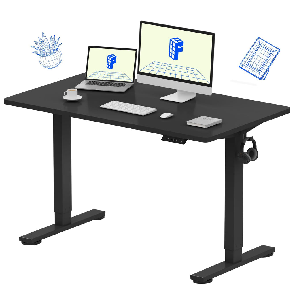 FLEXISPOT EN1 One-Piece Standing Desk, Electric Adjustable with 4 Memory Presets, 176 LBS Capacity, Stable & Quiet, Seamless Desktop for Home Office & Dual Monitors