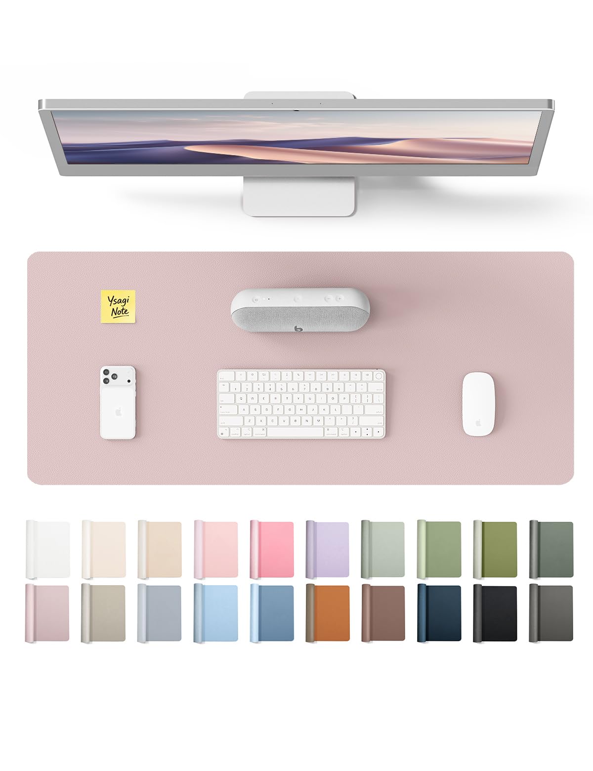 YSAGi Leather Desk Mat, Large Mouse Mat, Non-Slip Desk Pad Desk Protector Mat, Waterproof PU Leather Laptop Mat Table Mat Desk Writing Pad for Office and Home