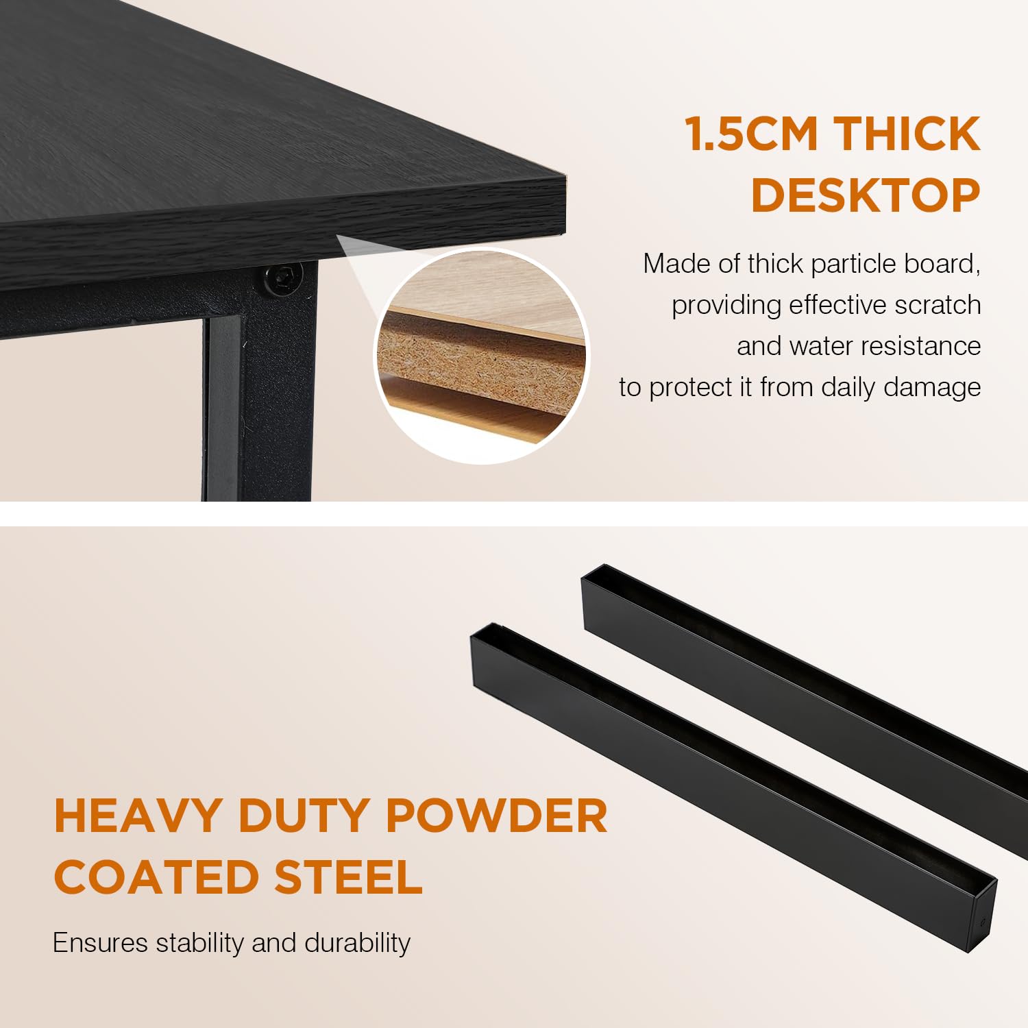 PayLessHere | Computer Desk | Office Desk with Metal Frame, Adjustable Feet | Water-Resistant, Scratchproof Surface | Sturdy Writing Table for Home Office or Study