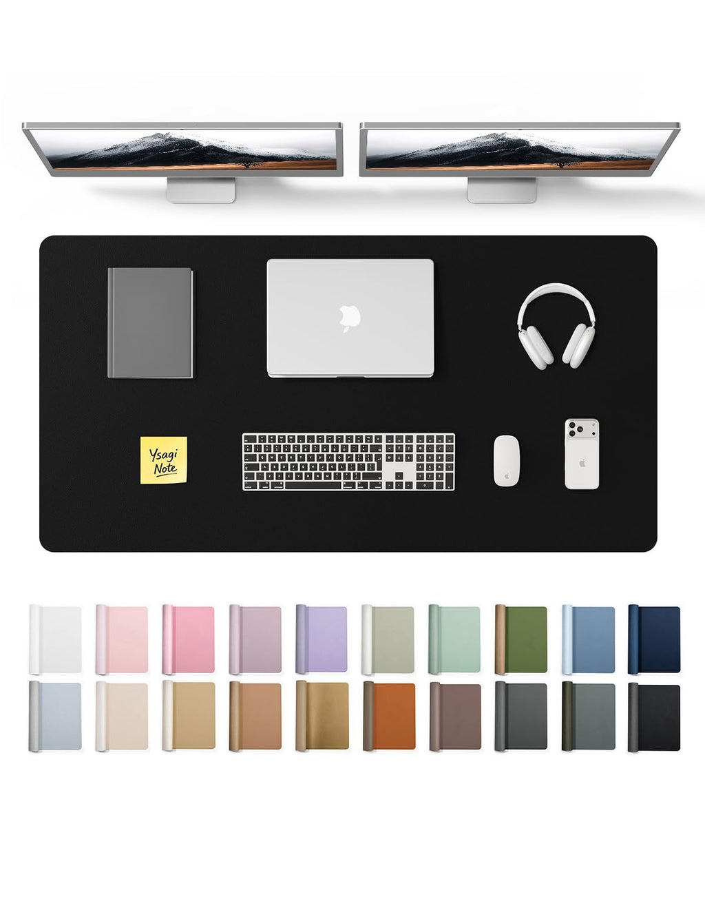 YSAGi Leather Desk Mat, Large Mouse Mat, Non-Slip Desk Pad Desk Protector Mat, Waterproof PU Leather Laptop Mat Table Mat Desk Writing Pad for Office and Home