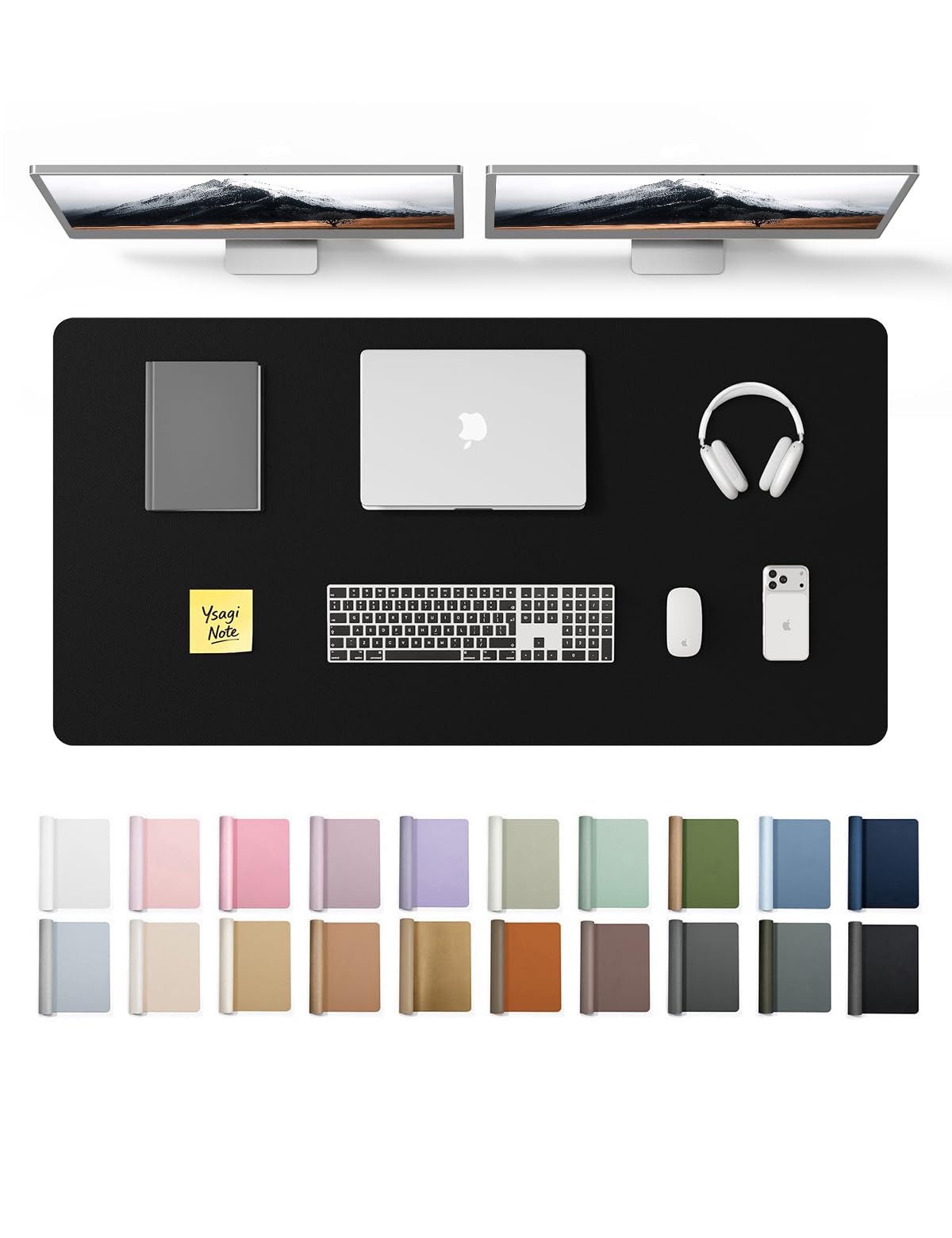 YSAGi Leather Desk Mat, Large Mouse Mat, Non-Slip Desk Pad Desk Protector Mat, Waterproof PU Leather Laptop Mat Table Mat Desk Writing Pad for Office and Home