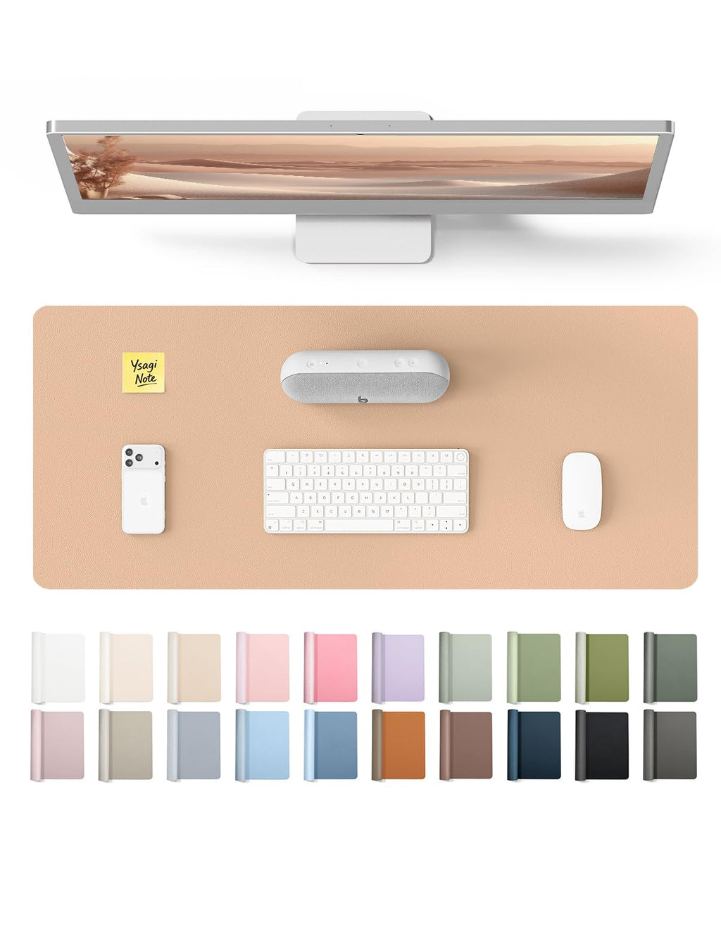 YSAGi Leather Desk Mat, Large Mouse Mat, Non-Slip Desk Pad Desk Protector Mat, Waterproof PU Leather Laptop Mat Table Mat Desk Writing Pad for Office and Home