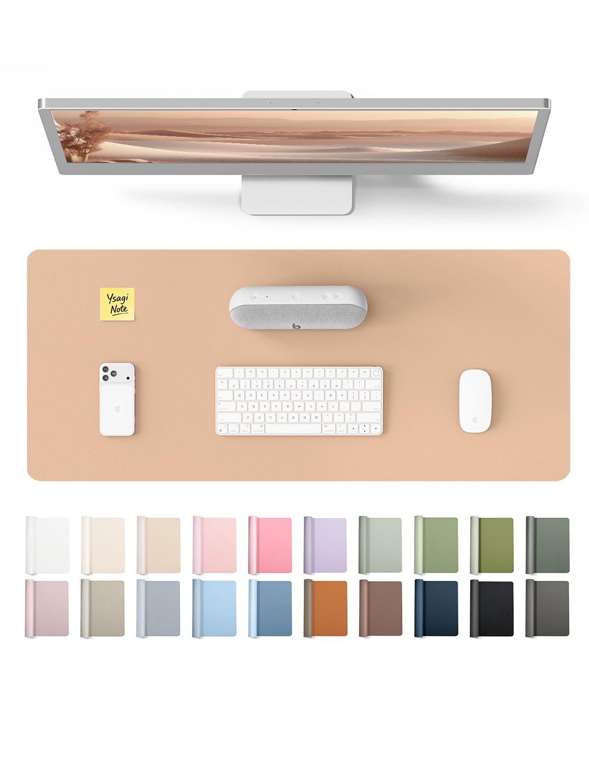 YSAGi Leather Desk Mat, Large Mouse Mat, Non-Slip Desk Pad Desk Protector Mat, Waterproof PU Leather Laptop Mat Table Mat Desk Writing Pad for Office and Home