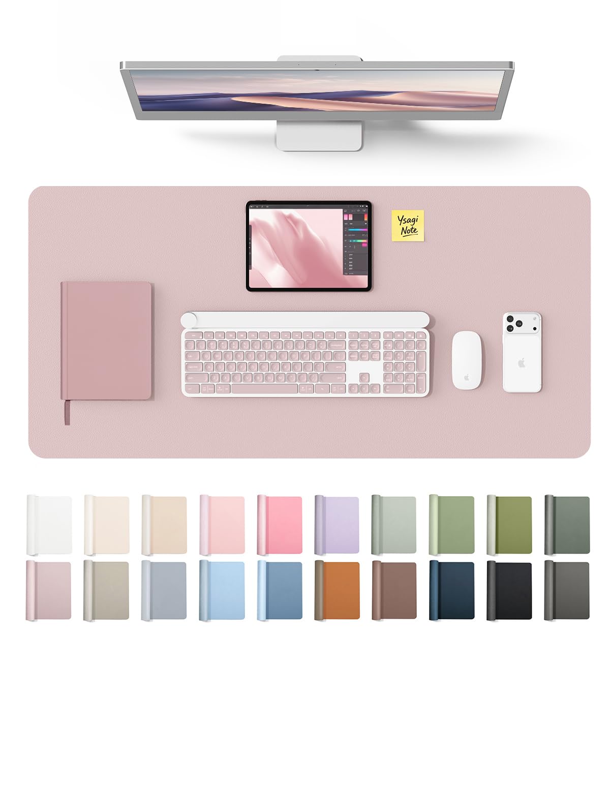 YSAGi Leather Desk Mat, Large Mouse Mat, Non-Slip Desk Pad Desk Protector Mat, Waterproof PU Leather Laptop Mat Table Mat Desk Writing Pad for Office and Home