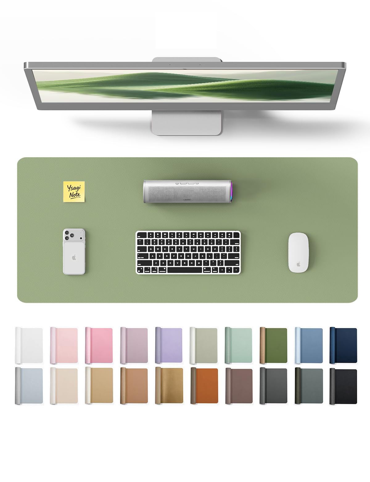 YSAGi Leather Desk Mat, Large Mouse Mat, Non-Slip Desk Pad Desk Protector Mat, Waterproof PU Leather Laptop Mat Table Mat Desk Writing Pad for Office and Home