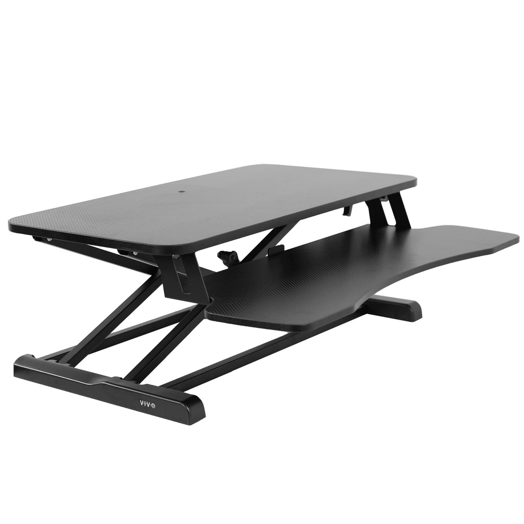 VIVO Desk Converter, K Series, Height Adjustable Sit to Stand Riser, Dual Monitor and Laptop Workstation with Wide Keyboard Tray