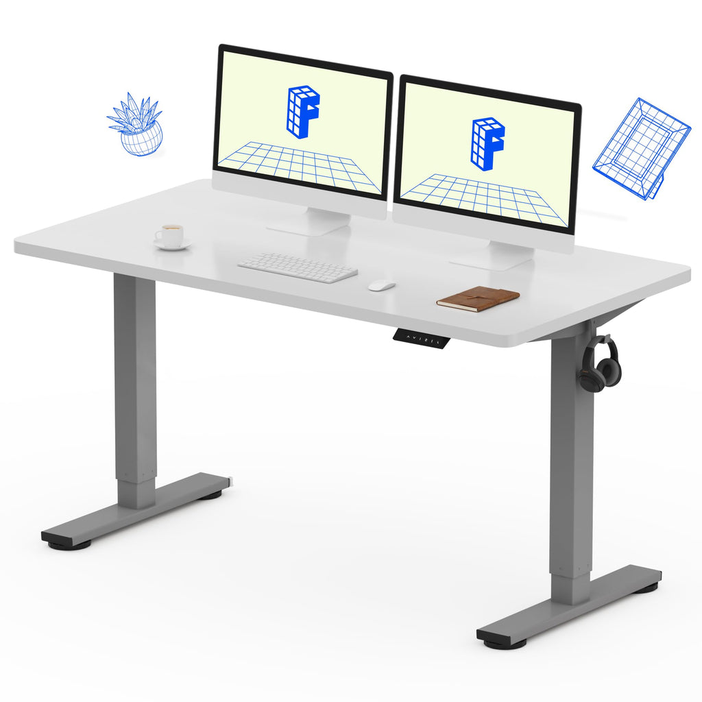 FLEXISPOT EN1 One-Piece Standing Desk, Electric Adjustable with 4 Memory Presets, 176 LBS Capacity, Stable & Quiet, Seamless Desktop for Home Office & Dual Monitors