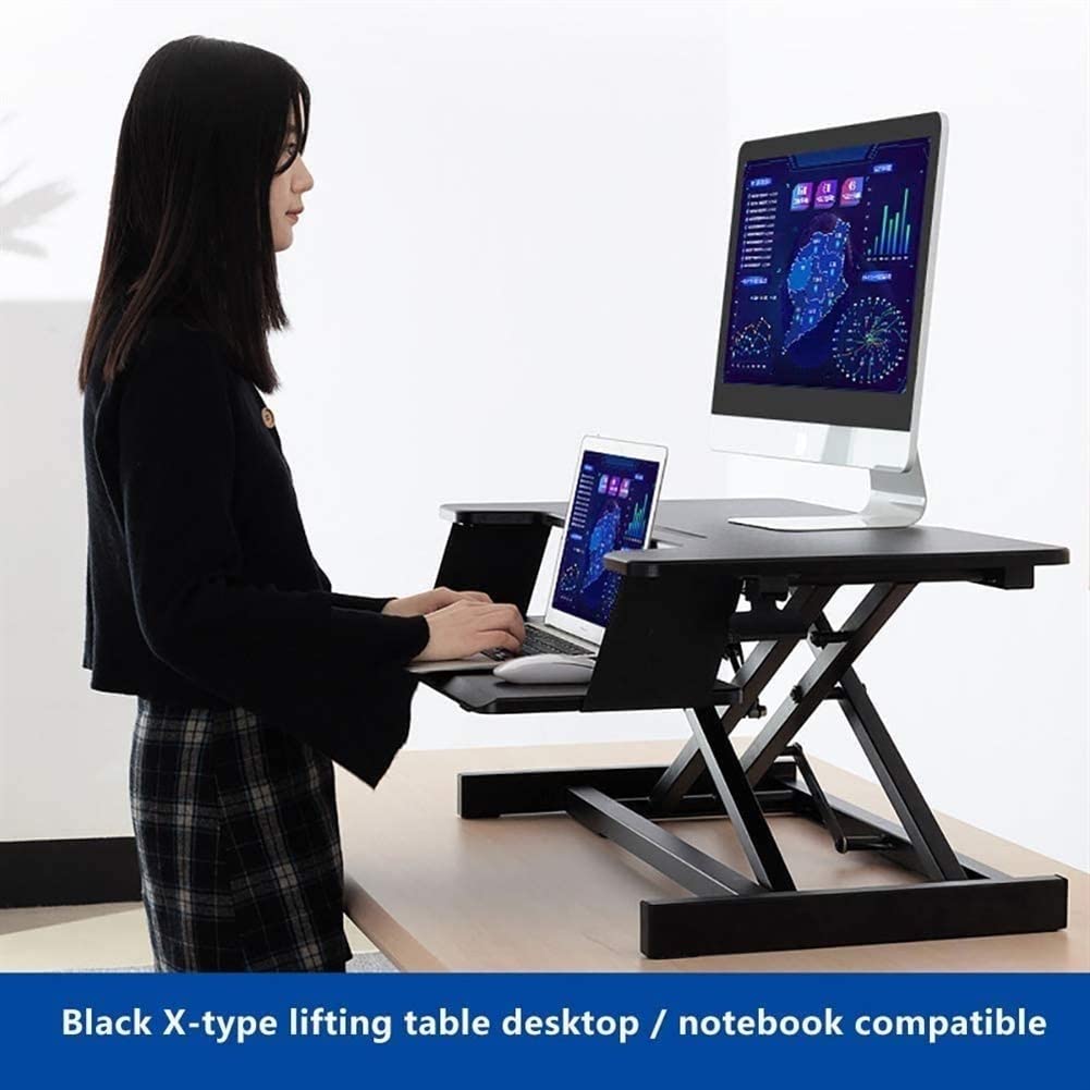 HYUWANGYU Standing Desk Converter Stand up Desk Riser Sit Stand Desk Adjustable Height Lift Desks Computer Workstation for Home Office (Black)