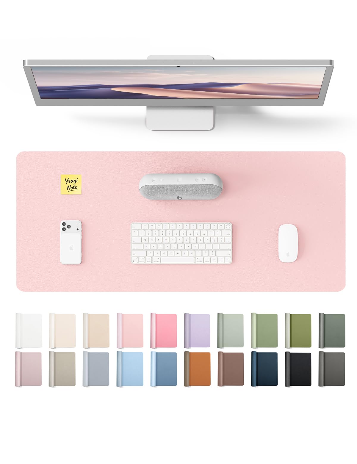 YSAGi Leather Desk Mat, Large Mouse Mat, Non-Slip Desk Pad Desk Protector Mat, Waterproof PU Leather Laptop Mat Table Mat Desk Writing Pad for Office and Home