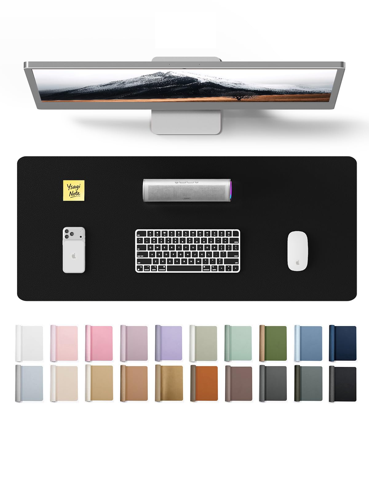 YSAGi Leather Desk Mat, Large Mouse Mat, Non-Slip Desk Pad Desk Protector Mat, Waterproof PU Leather Laptop Mat Table Mat Desk Writing Pad for Office and Home