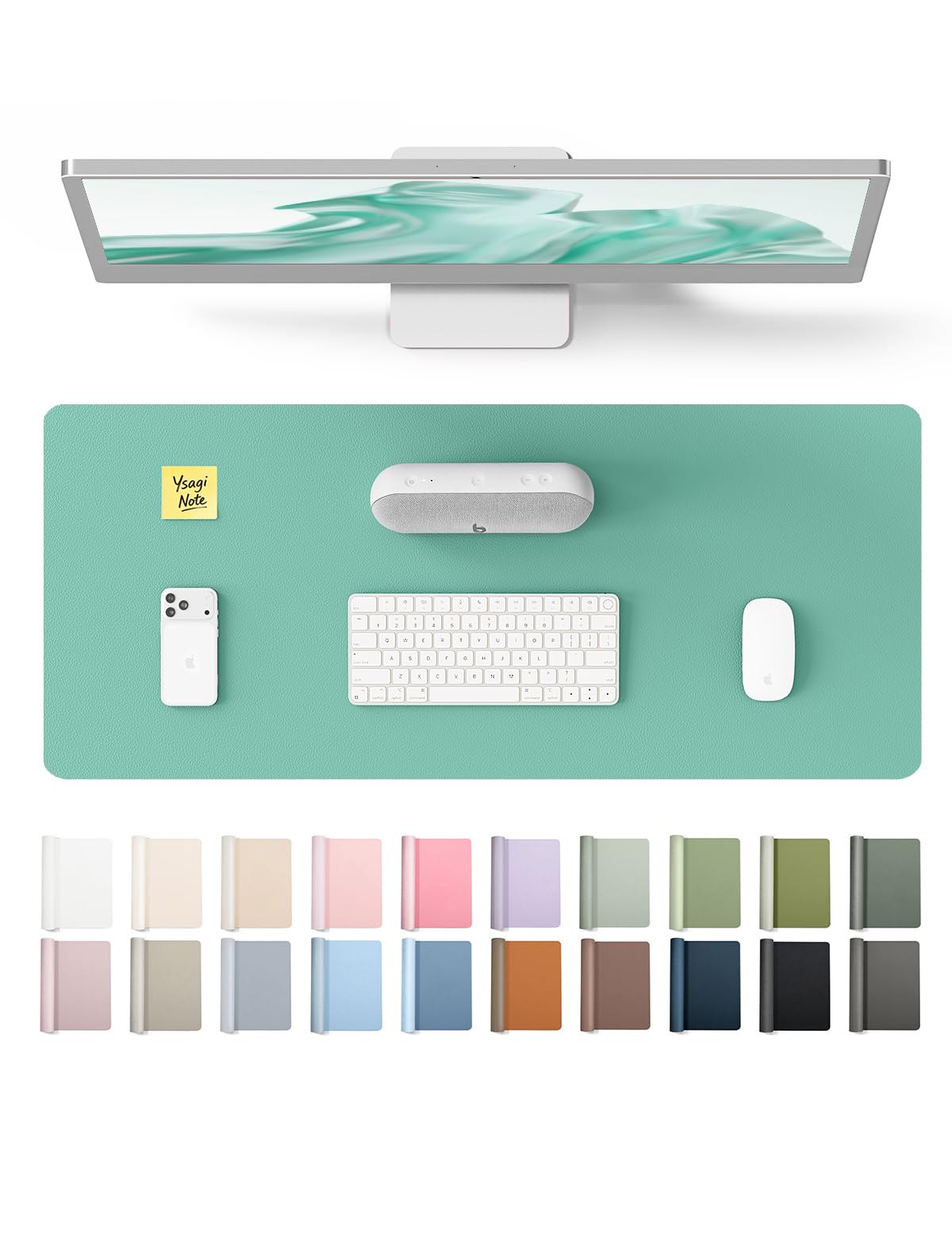 YSAGi Leather Desk Mat, Large Mouse Mat, Non-Slip Desk Pad Desk Protector Mat, Waterproof PU Leather Laptop Mat Table Mat Desk Writing Pad for Office and Home