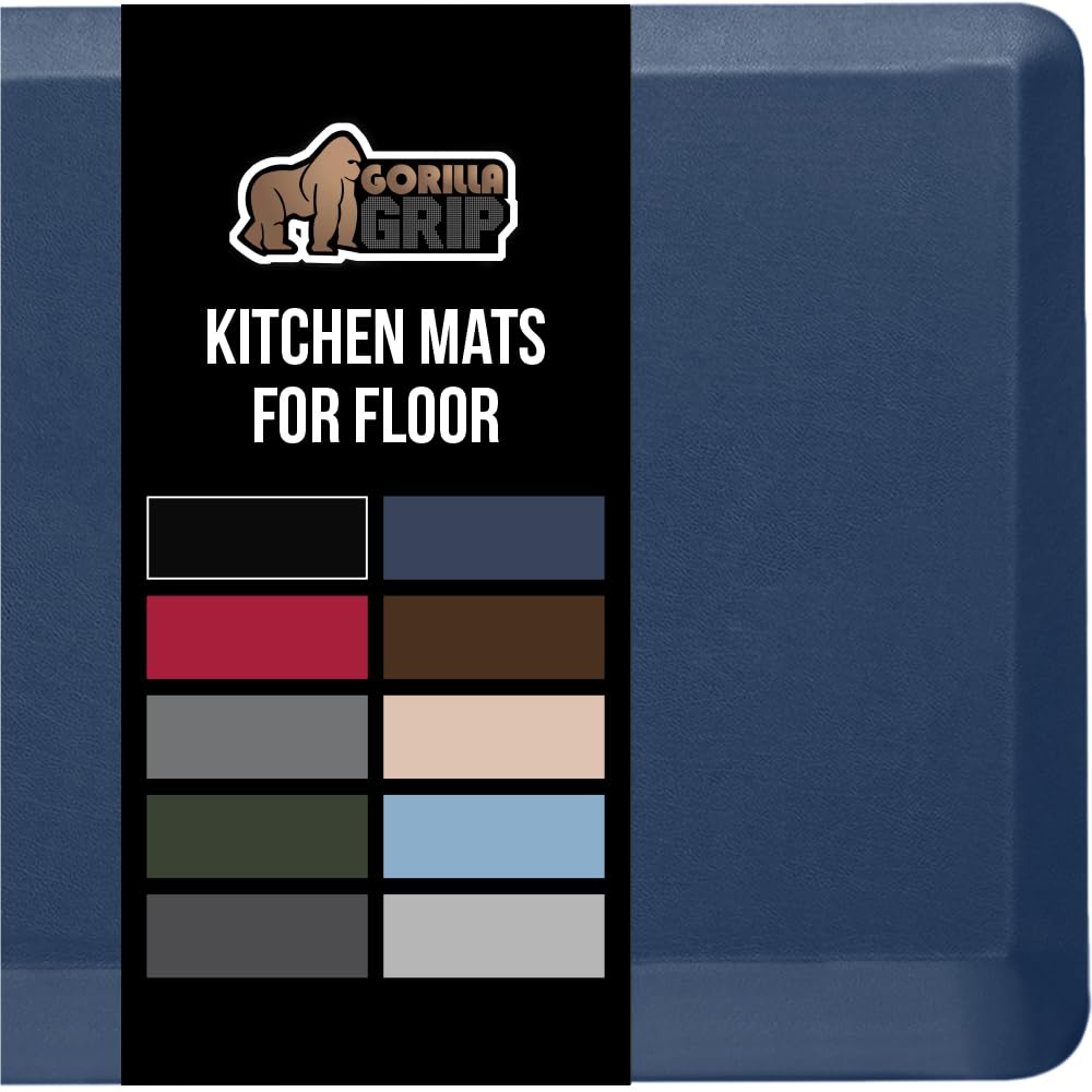 GORILLA GRIP Comfortable Cushioned Kitchen Mats for Floor, Waterproof and Stain Resistant Soft Top, 3/4 Inch Thick Ergonomic Standing Desk Anti Fatigue Mat, Foam Supports Ankles and Feet
