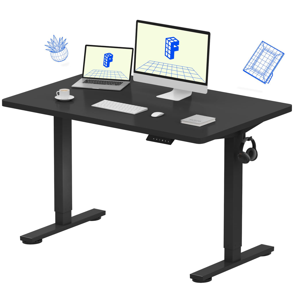 FLEXISPOT EN1 One-Piece Standing Desk, Electric Adjustable with 4 Memory Presets, 176 LBS Capacity, Stable & Quiet, Seamless Desktop for Home Office & Dual Monitors
