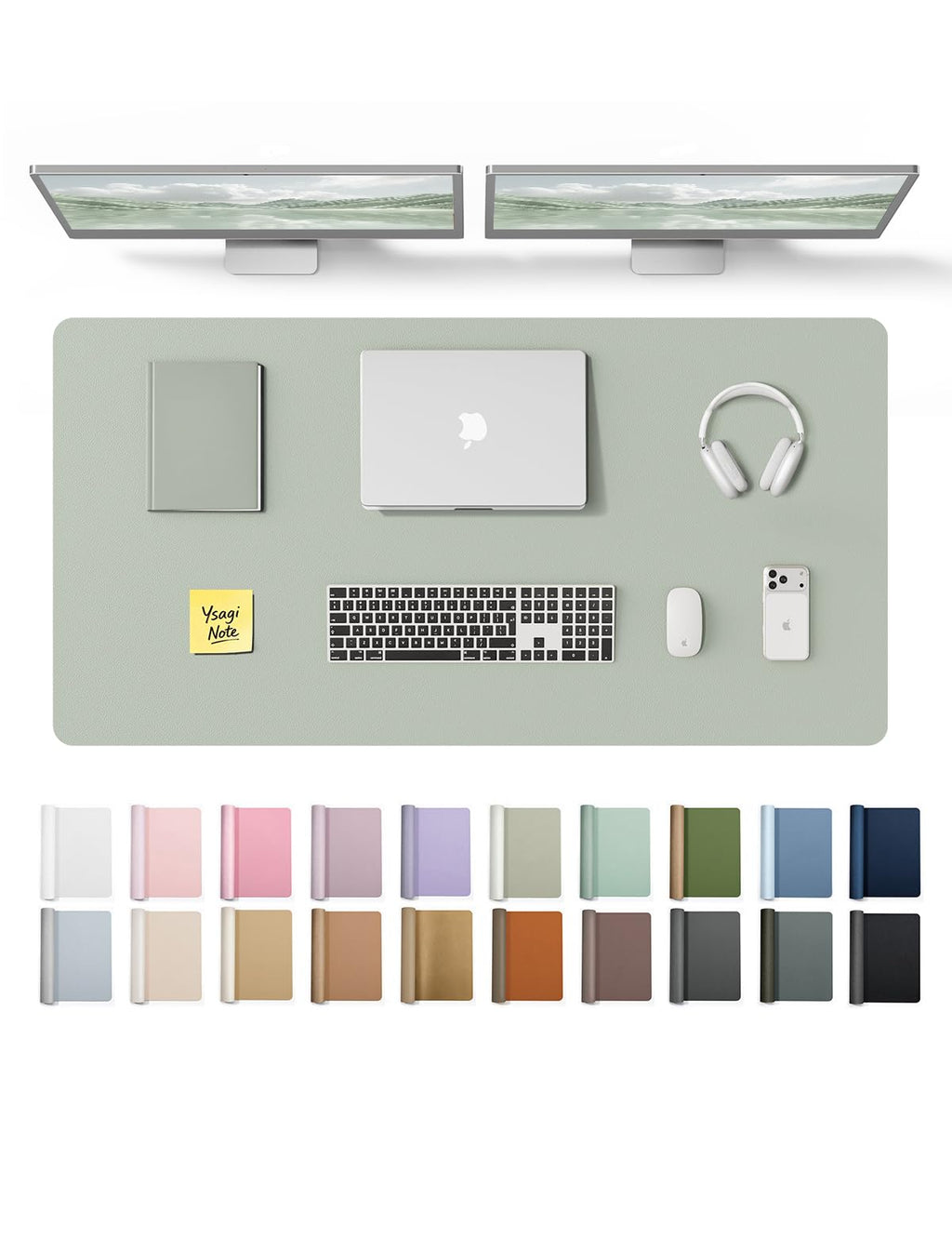 YSAGi Leather Desk Mat, Large Mouse Mat, Non-Slip Desk Pad Desk Protector Mat, Waterproof PU Leather Laptop Mat Table Mat Desk Writing Pad for Office and Home