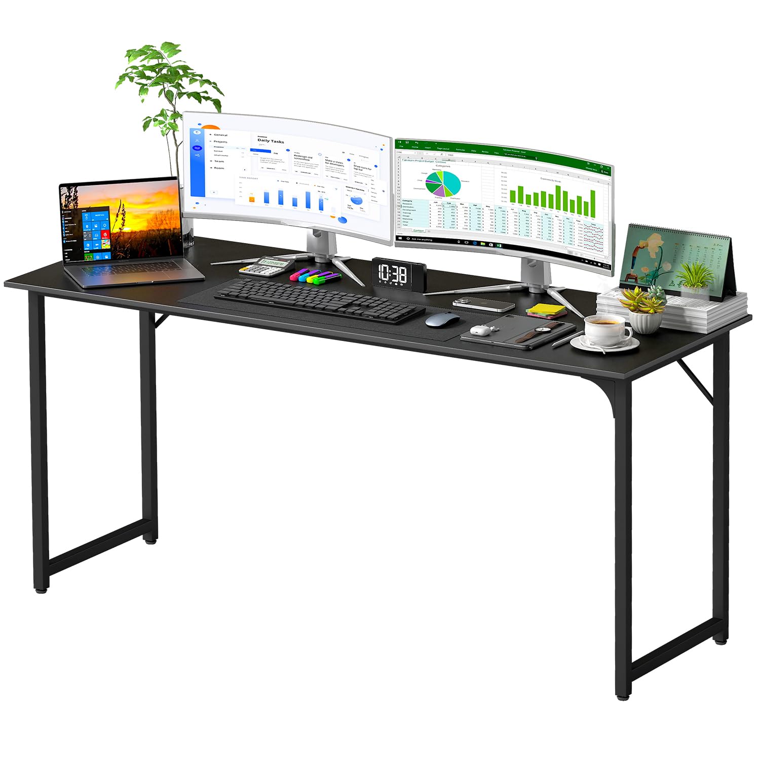 PayLessHere | Computer Desk | Office Desk with Metal Frame, Adjustable Feet | Water-Resistant, Scratchproof Surface | Sturdy Writing Table for Home Office or Study