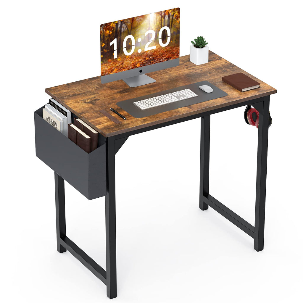 Sweetcrispy 63 Inch Writing Desks Large Desk Study Table Modern Simple Style Work Table with Storage Bag and Iron Hook Wooden Desk for Home