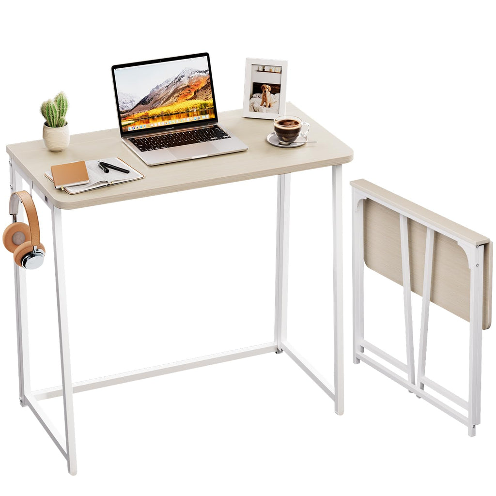 WOHOMO Folding Computer Desk, Small Writing Foldable Desk, Space-Saving Laptop Table, Easy Assemble Workstation for Home Office