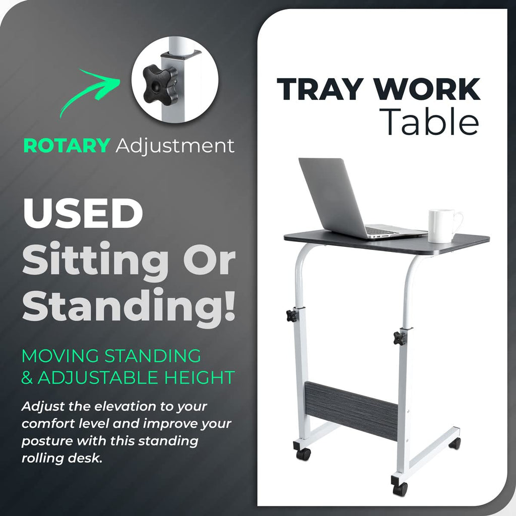 Perfect Life Ideas Standing Desk Adjustable Laptop Stand with Wheels Rolling Mobile Work from Home Desktop Table