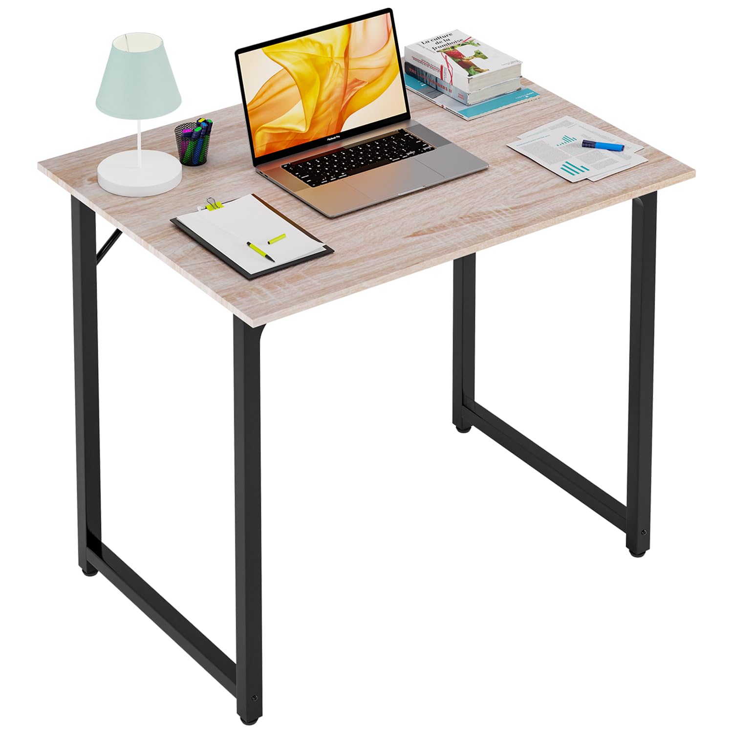 PayLessHere | Computer Desk | Office Desk with Metal Frame, Adjustable Feet | Water-Resistant, Scratchproof Surface | Sturdy Writing Table for Home Office or Study